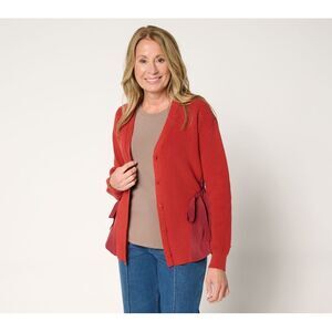 SUNNYLiFE Women's Top Sweater Sz XS Mix Media Cardigan Red A720468